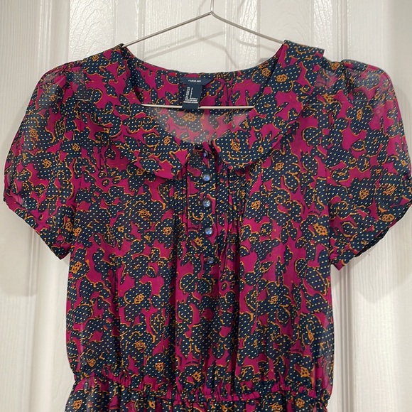 Navy Patterned vintage style dress by I love H81 size Small - Picture 3 of 10